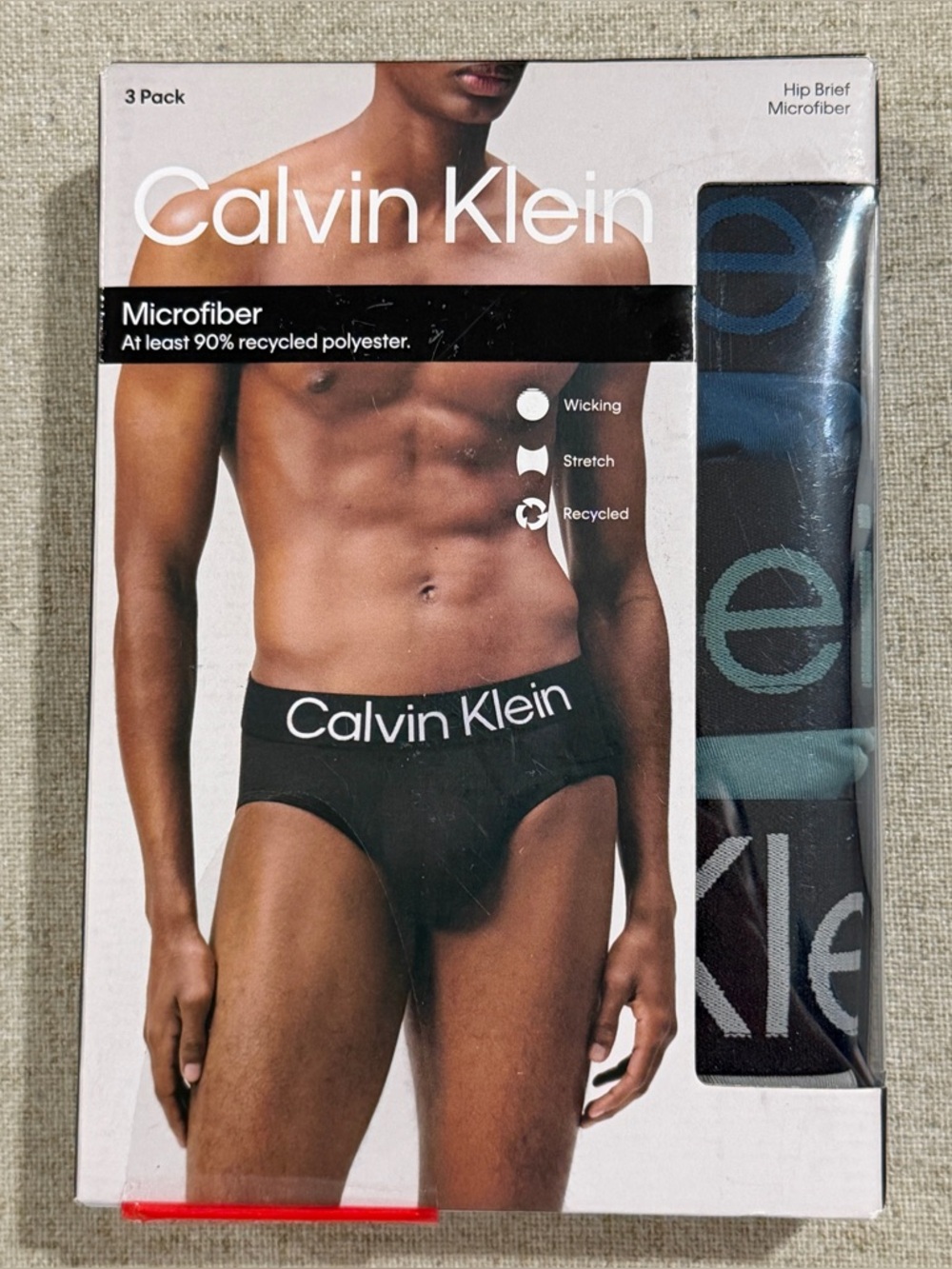 Calvin Klein Men's Microfiber Hip Briefs 3 Pack. Medium - New With Tags